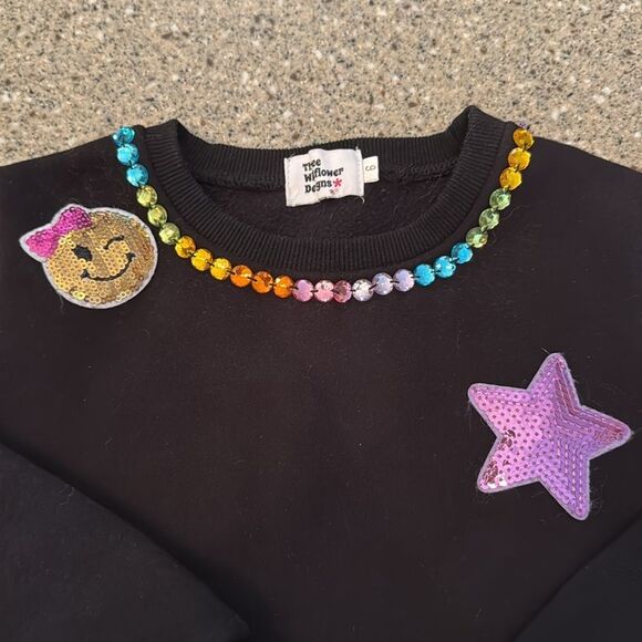 THREE WILDFLOWER DESIGNS Embellished Sparkle Crewneck Sweatshirt - Picture 4 of 7